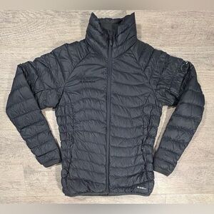 Mammut Jacket Womens Small Black Down Puffer Pertex Microlight 650 Fill Packable